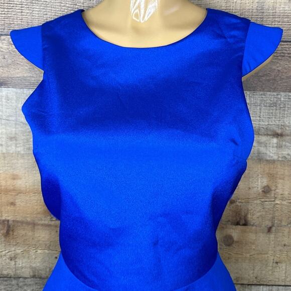 Naven Arthur Cut Out Sleeveless Cap Sleeve Zipper Back Blouse Blue Size 6 - Picture 2 of 10
